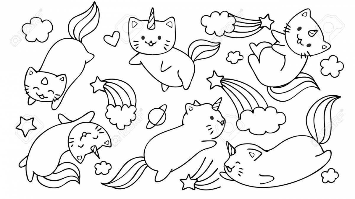 Great unicorn cat coloring book for girls