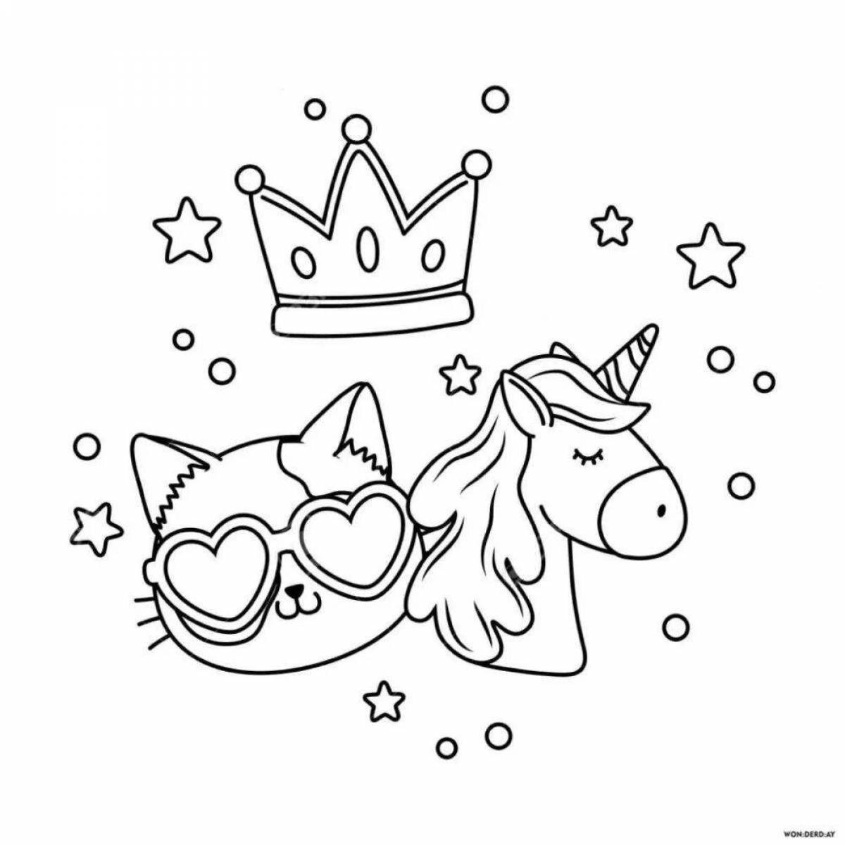 Exotic unicorn cat coloring pages for girls