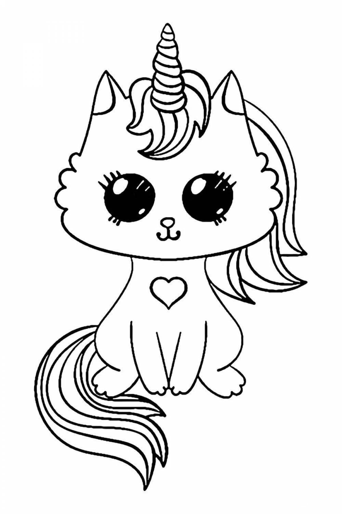 Outstanding unicorn cat coloring book for girls