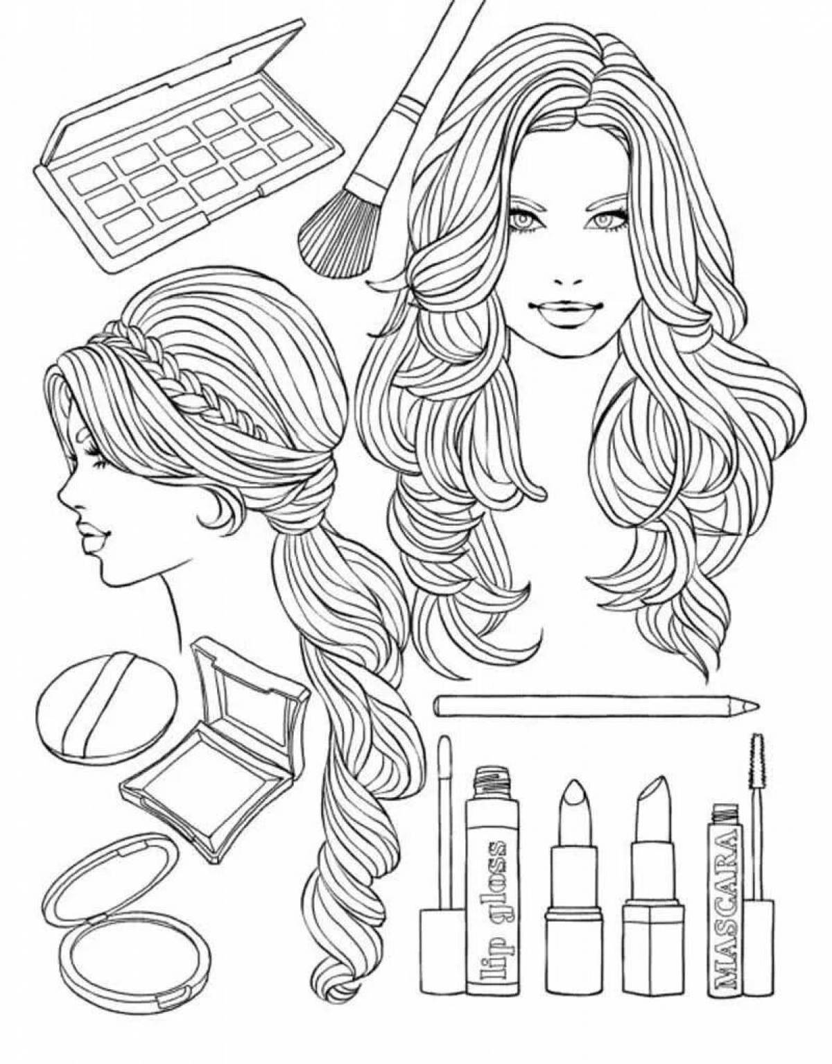 Joyful beauty salon coloring page