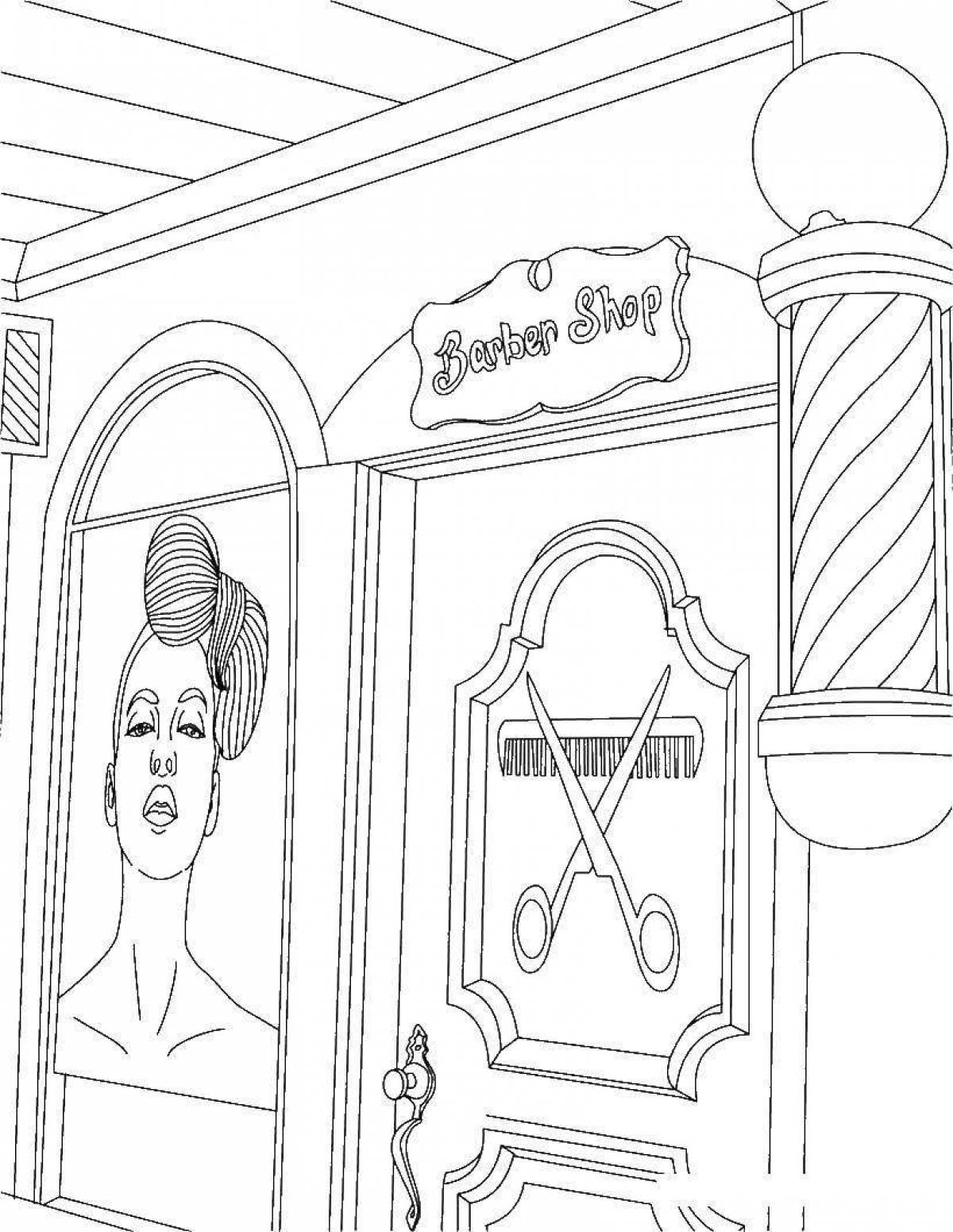 Coloring page cheerful beauty salon