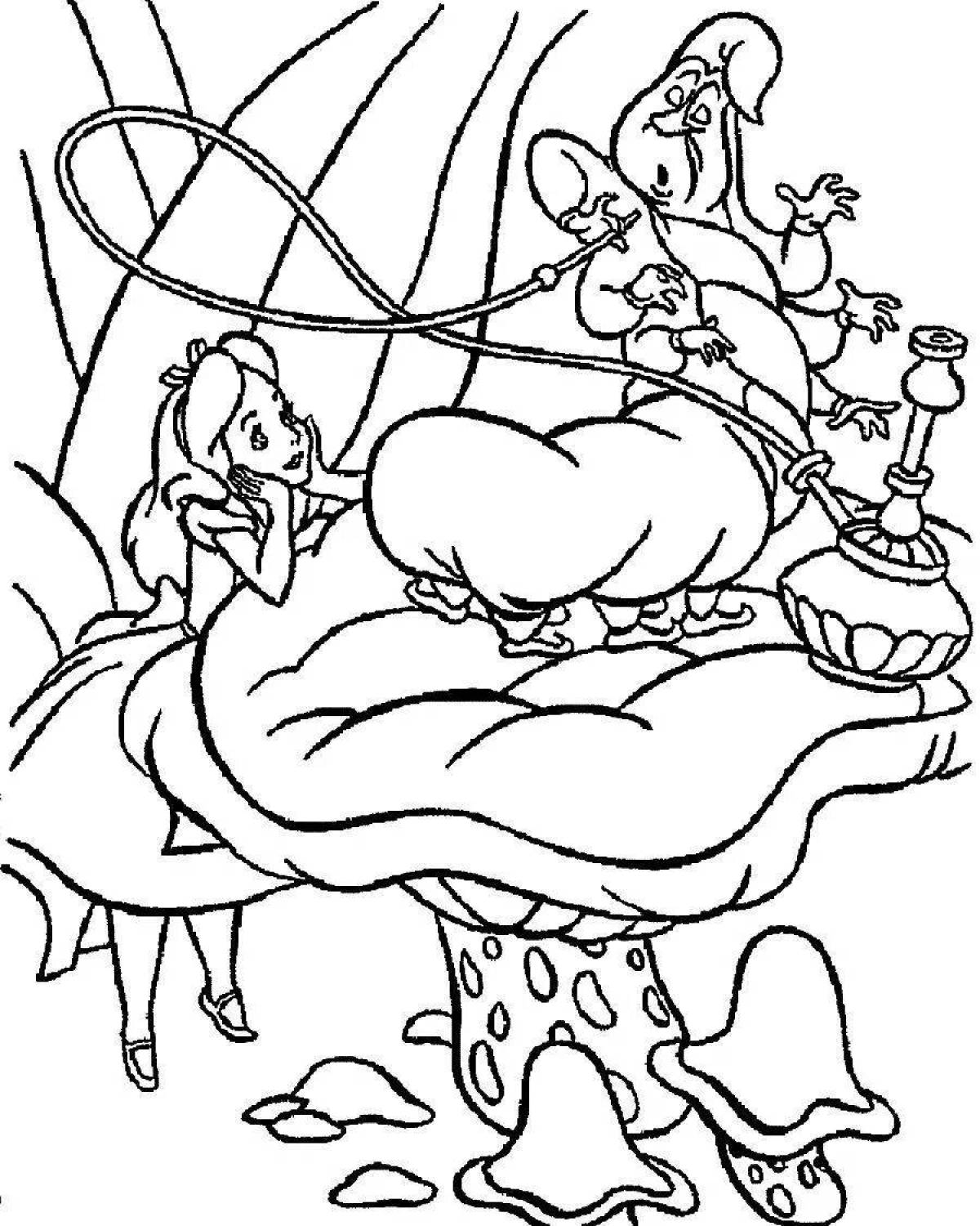 Colourful alice in wonderland coloring book for boys