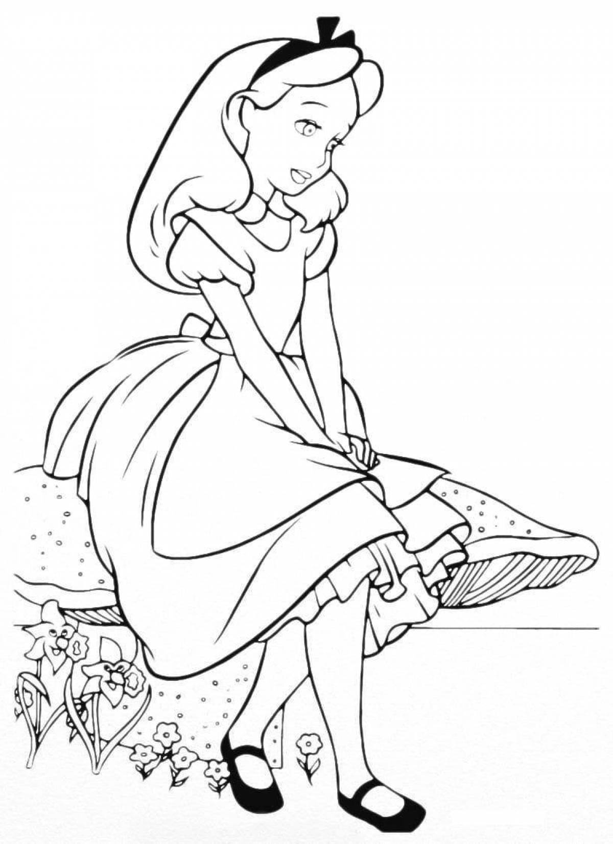 Colorful joy alice coloring page for boys