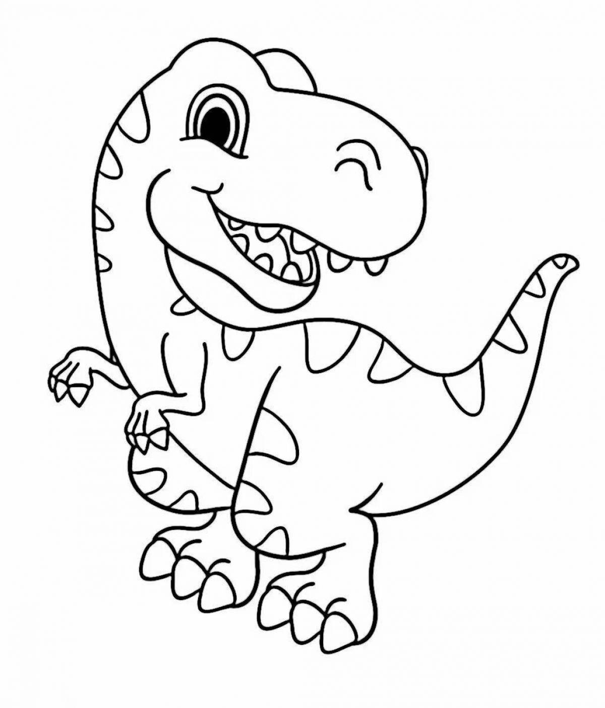 Веселая раскраска динозавров рекс для детей