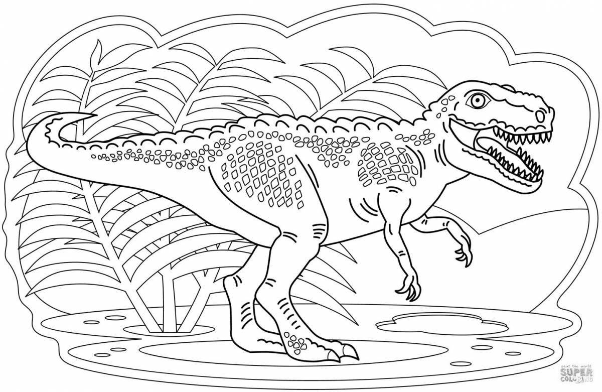 Colorful rex dinosaur coloring pages for kids