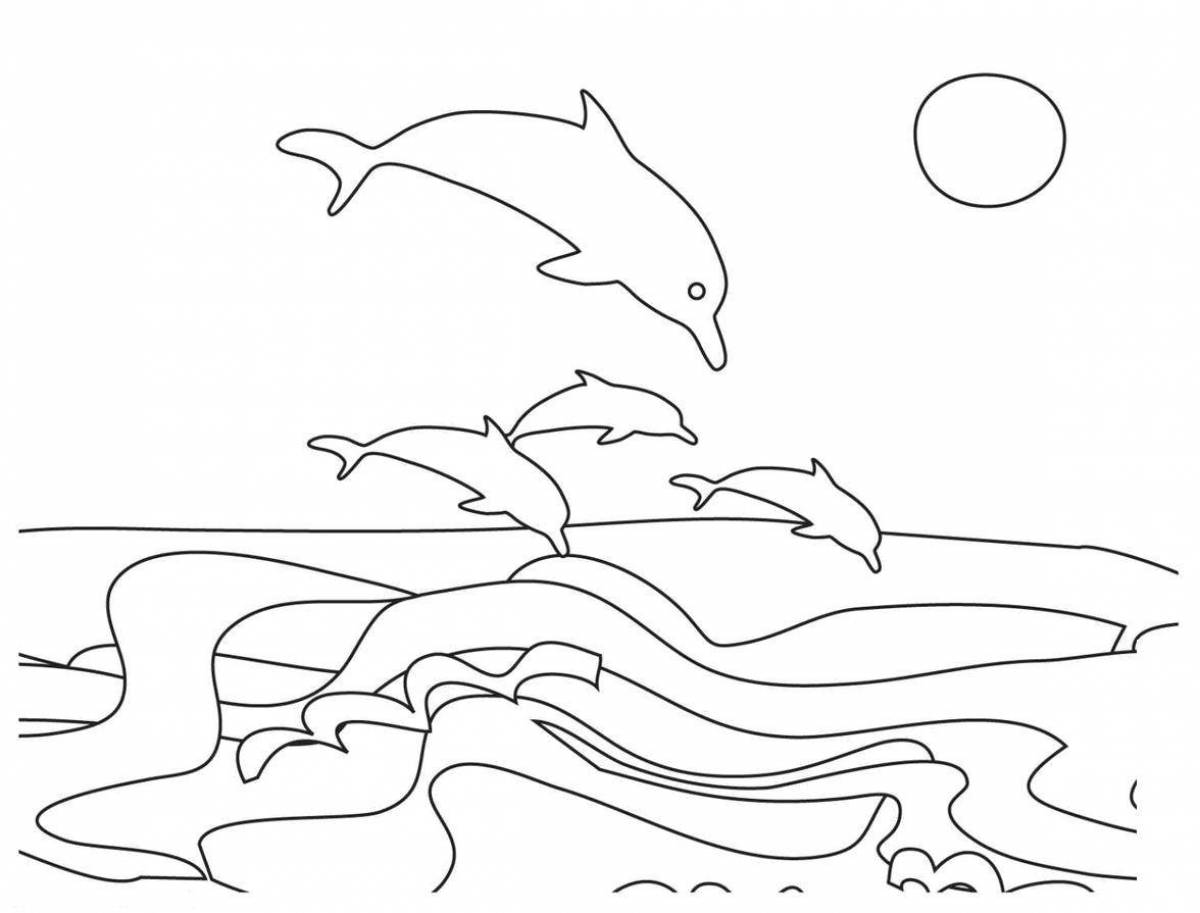 Раскраска «сияющий морской пейзаж» для детей