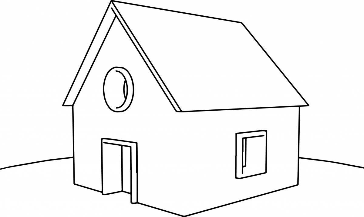 Colorful simple house coloring page for kids