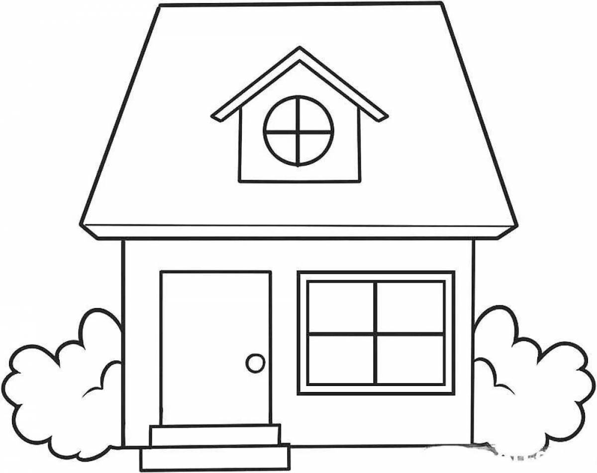 Яркая раскраска «простой дом» для детей
