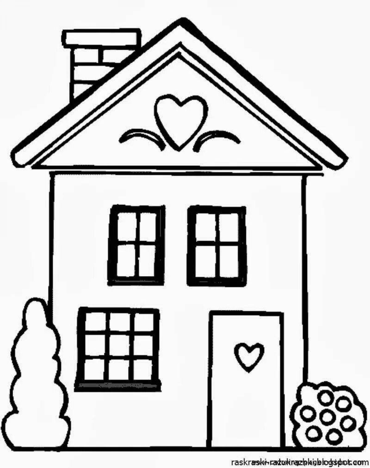 Adorable simple house coloring book for kids