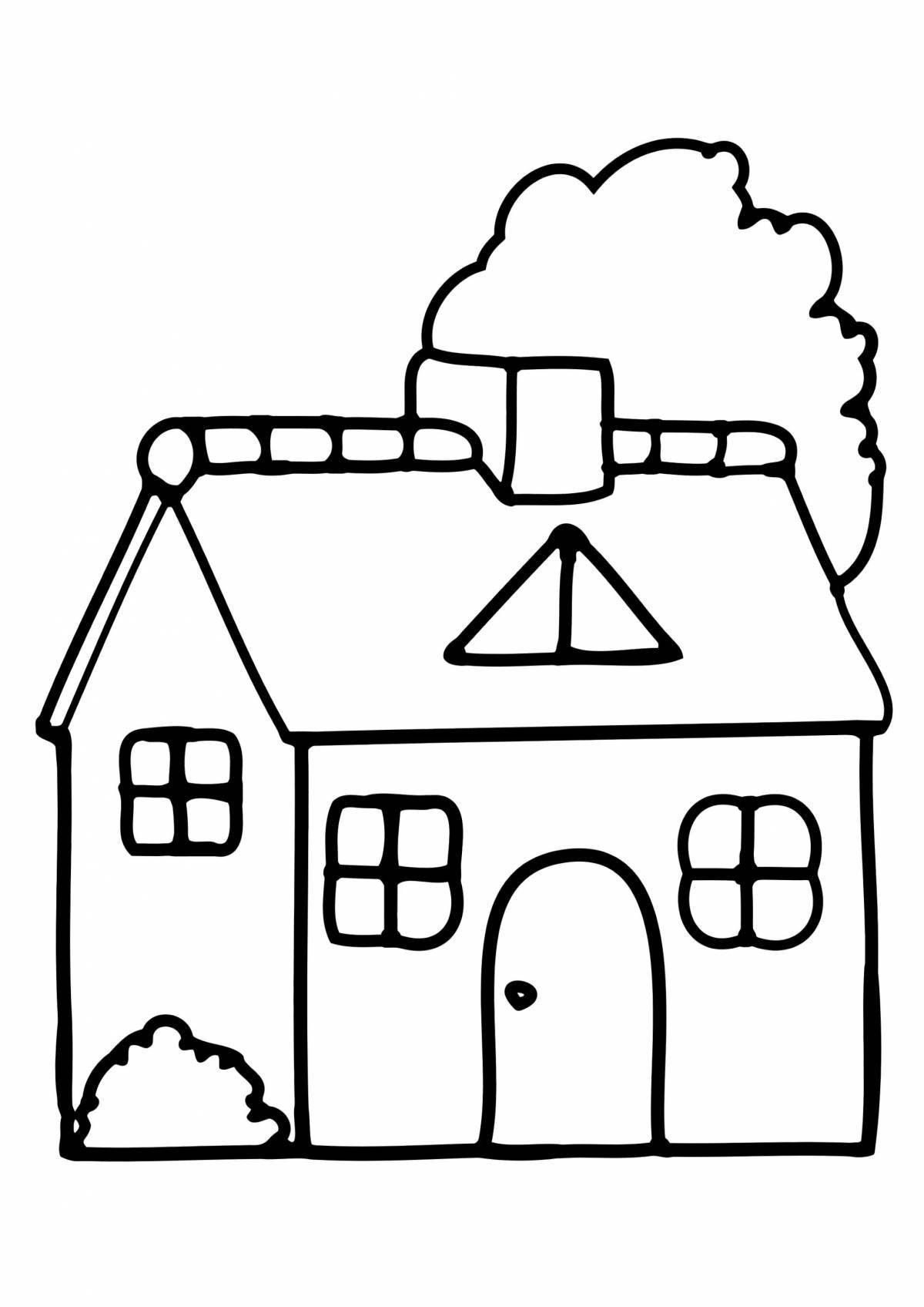 Удивительная страница раскраски «простой дом» для детей