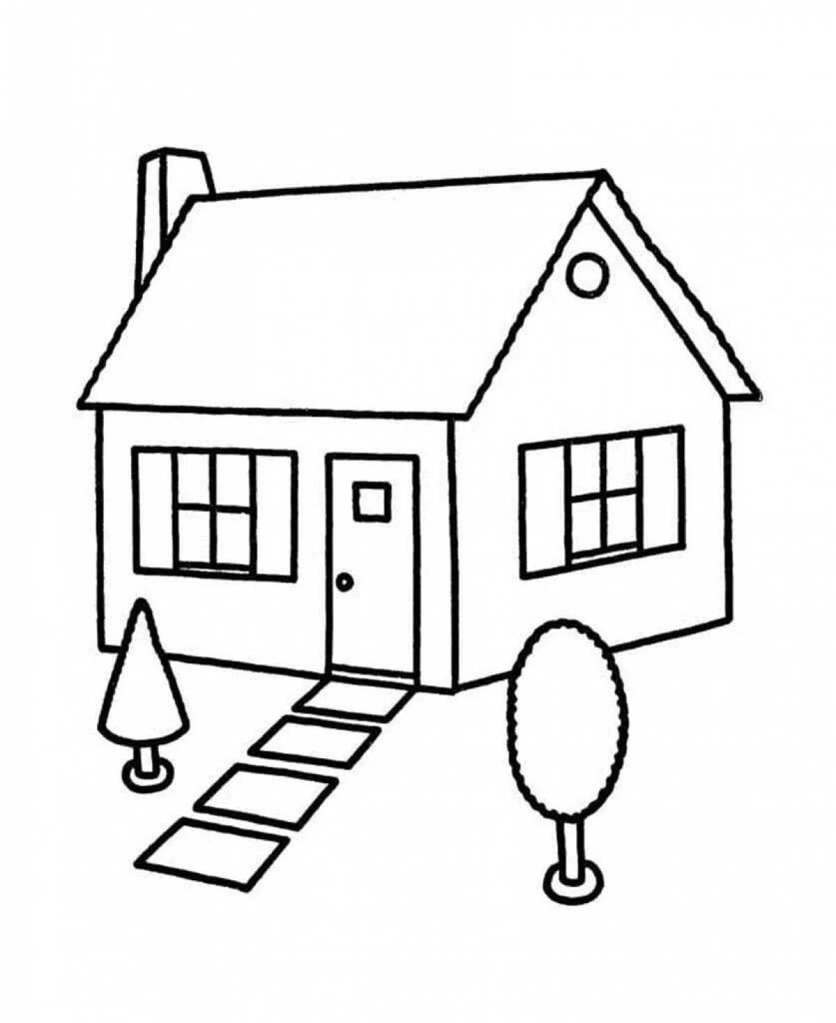 Cute simple house coloring for kids