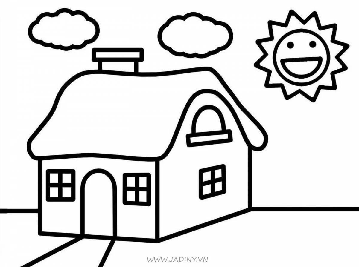 Живой простой домик-раскраска для детей
