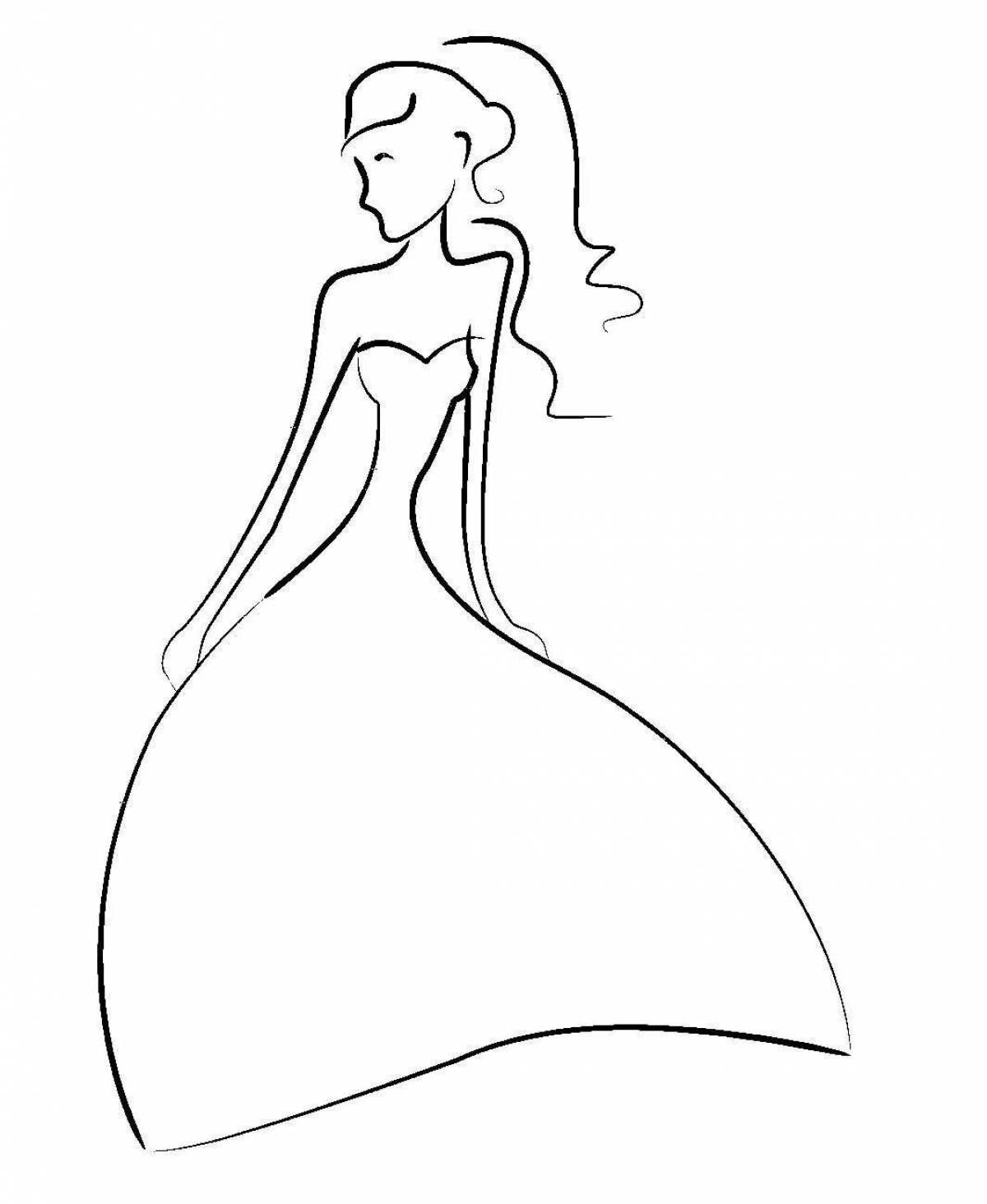 Gorgeous coloring of the silhouette of a girl in a dress
