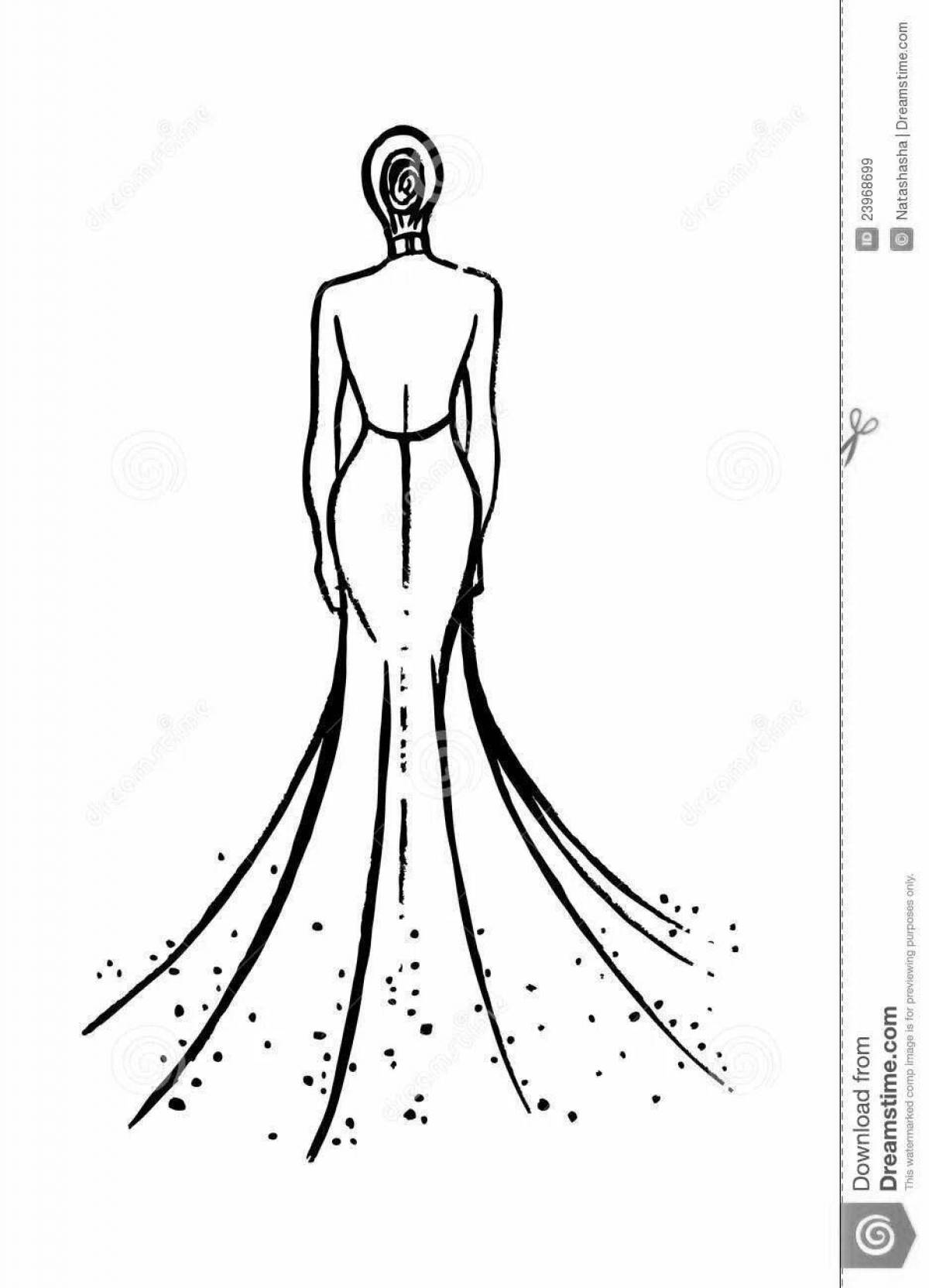 Dazzling coloring of the silhouette of a girl in a dress