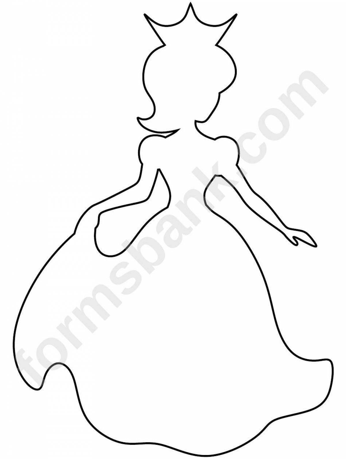 Fun coloring silhouette of a girl in a dress