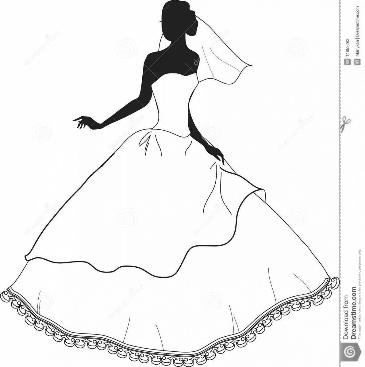 Serendipitous coloring book silhouette of a girl in a dress