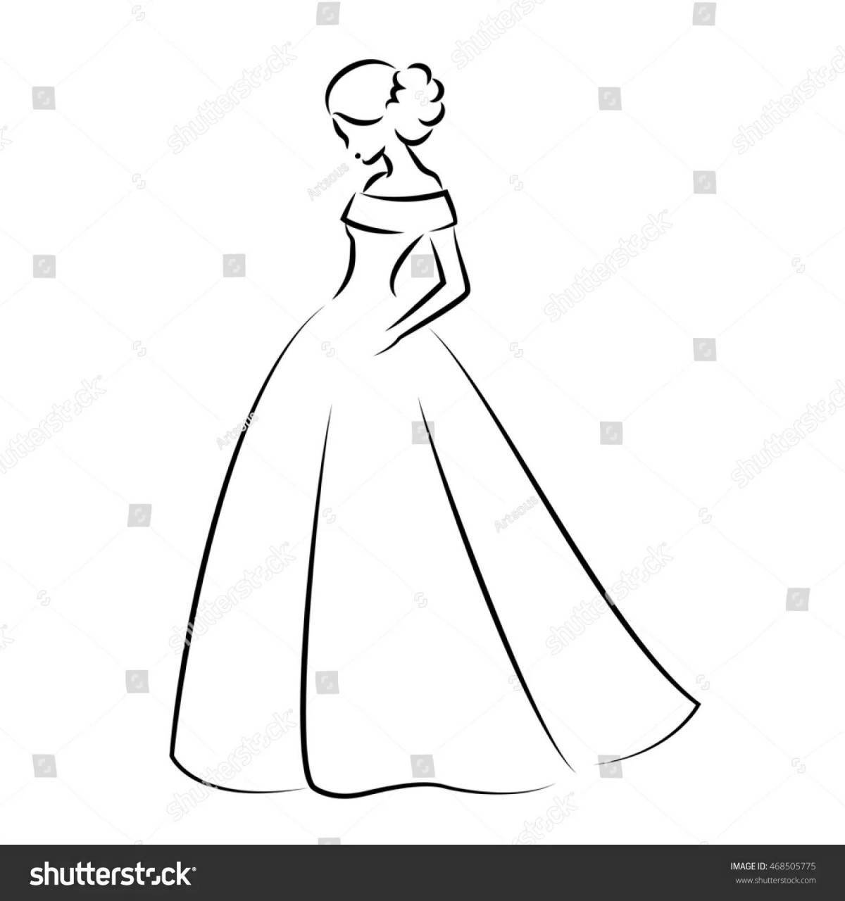 Royal coloring silhouette of a girl in a dress
