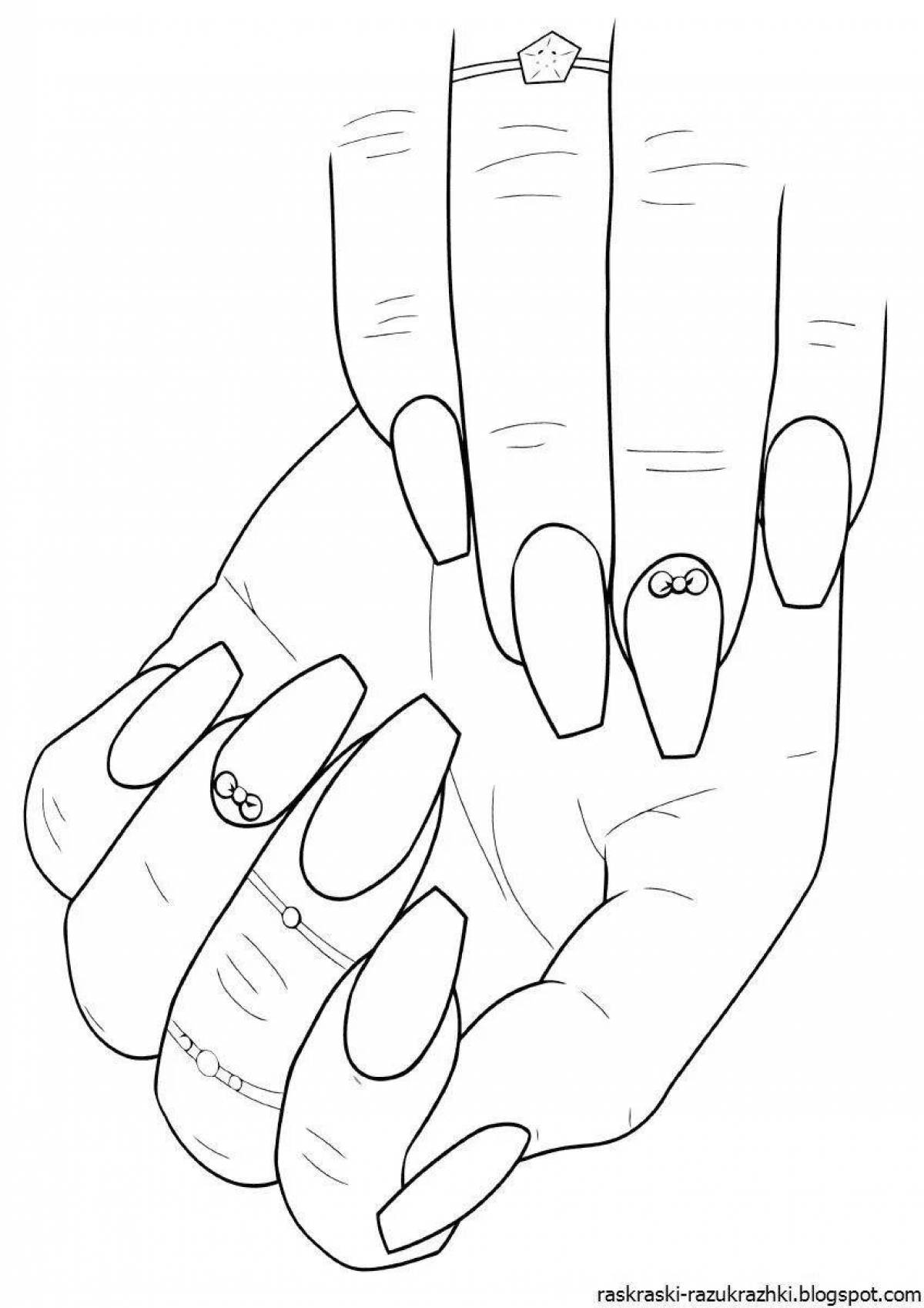 Раскраска стильный маникюр ногтей