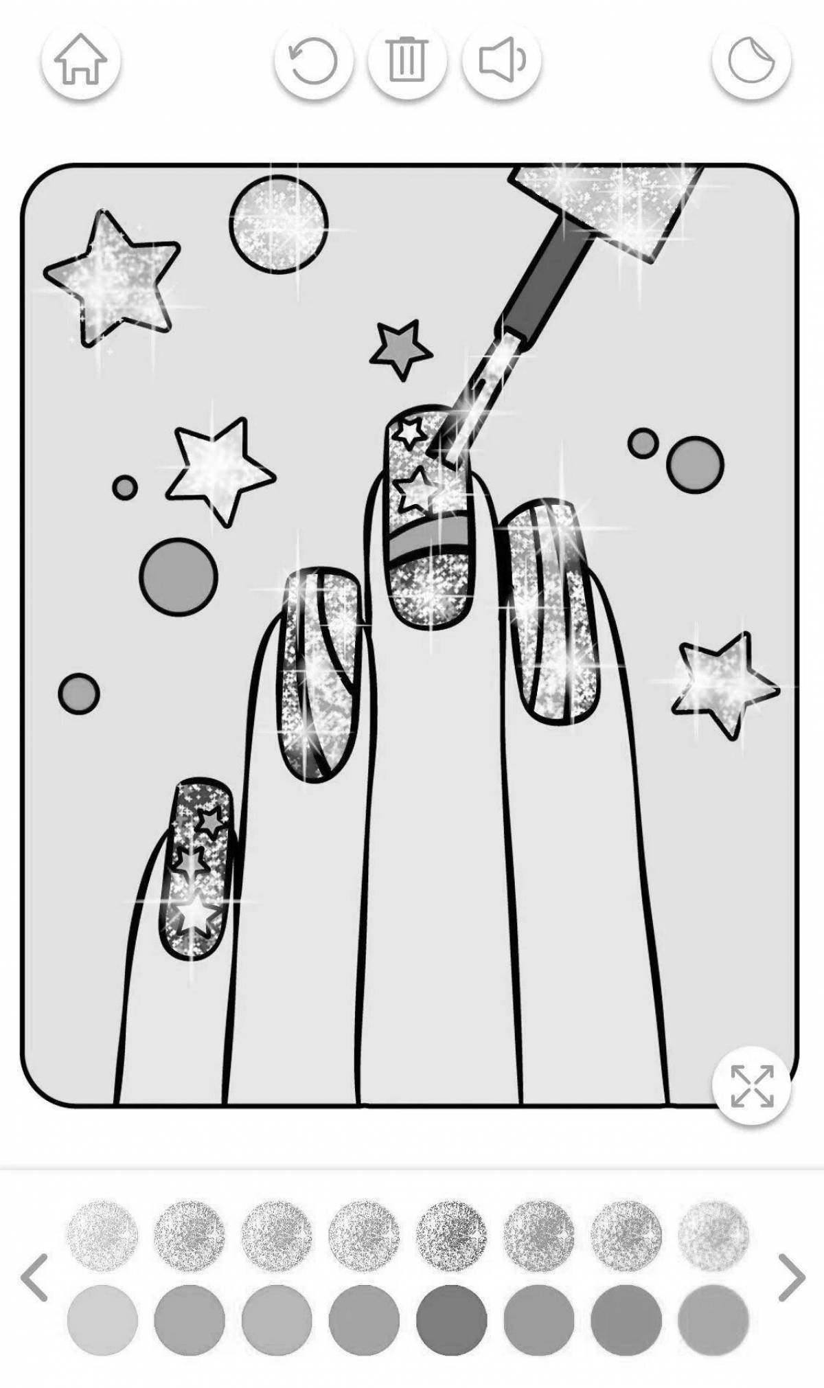 Раскраска маникюр с эффектными ногтями