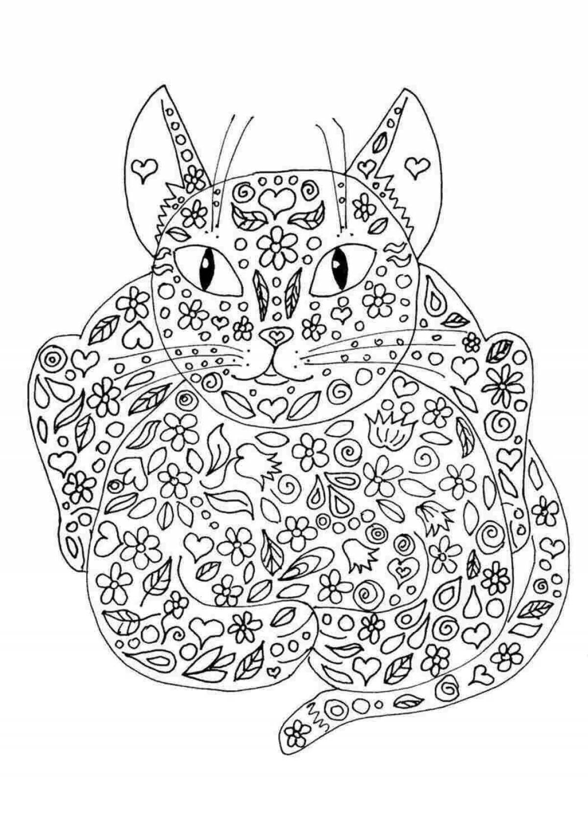 Adorable anti-stress coloring book for cat girls