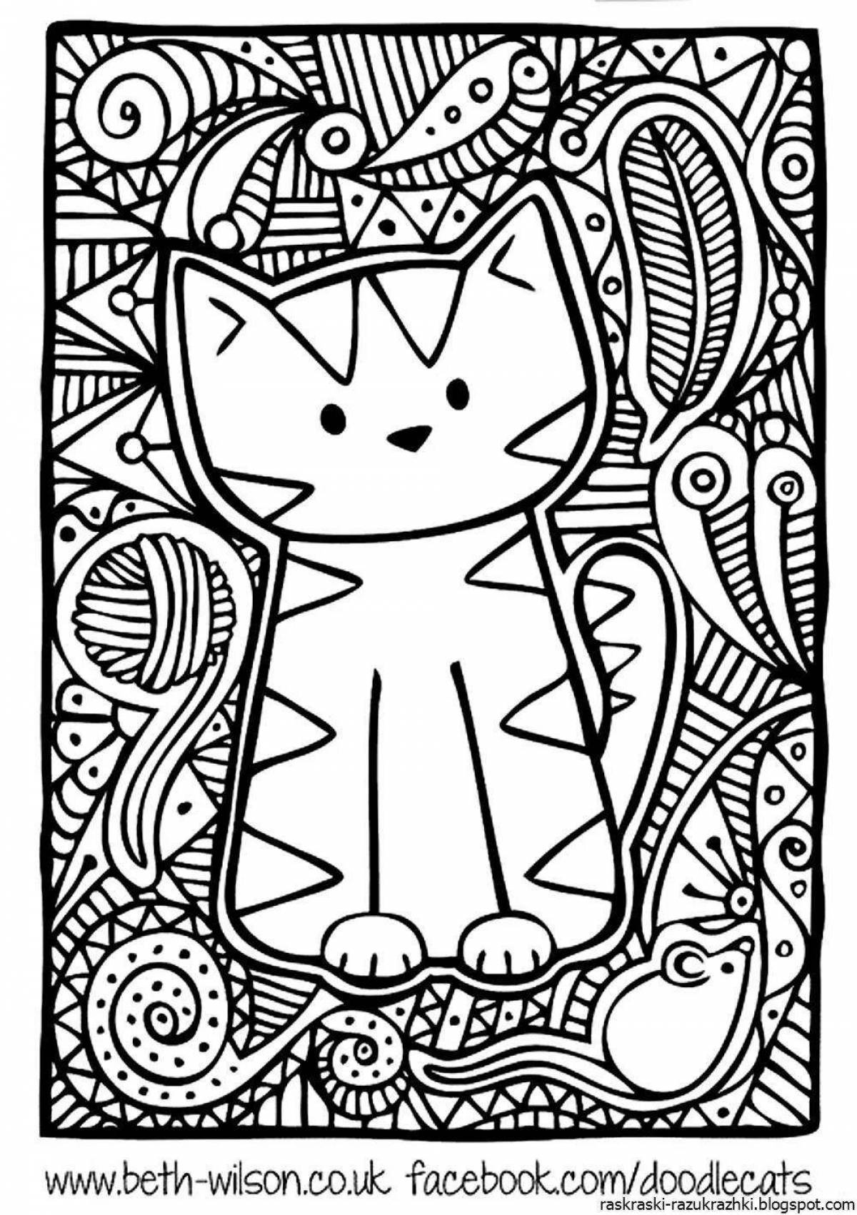 Очаровательная раскраска антистресс для девочек-кошек