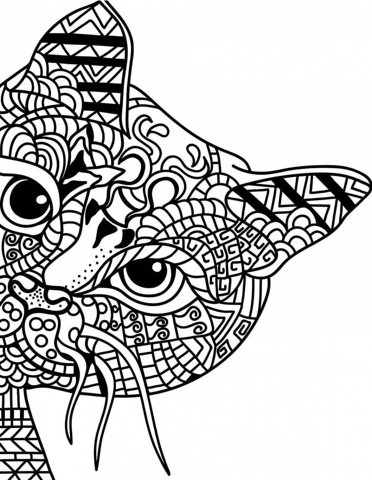 Playful anti-stress cat coloring book for girls