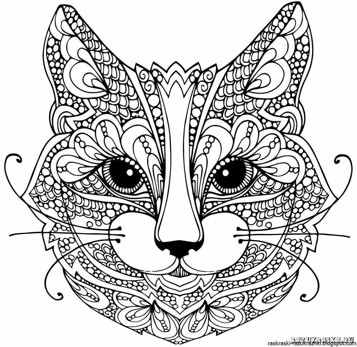 Hypnotic anti-stress coloring book for cat girls