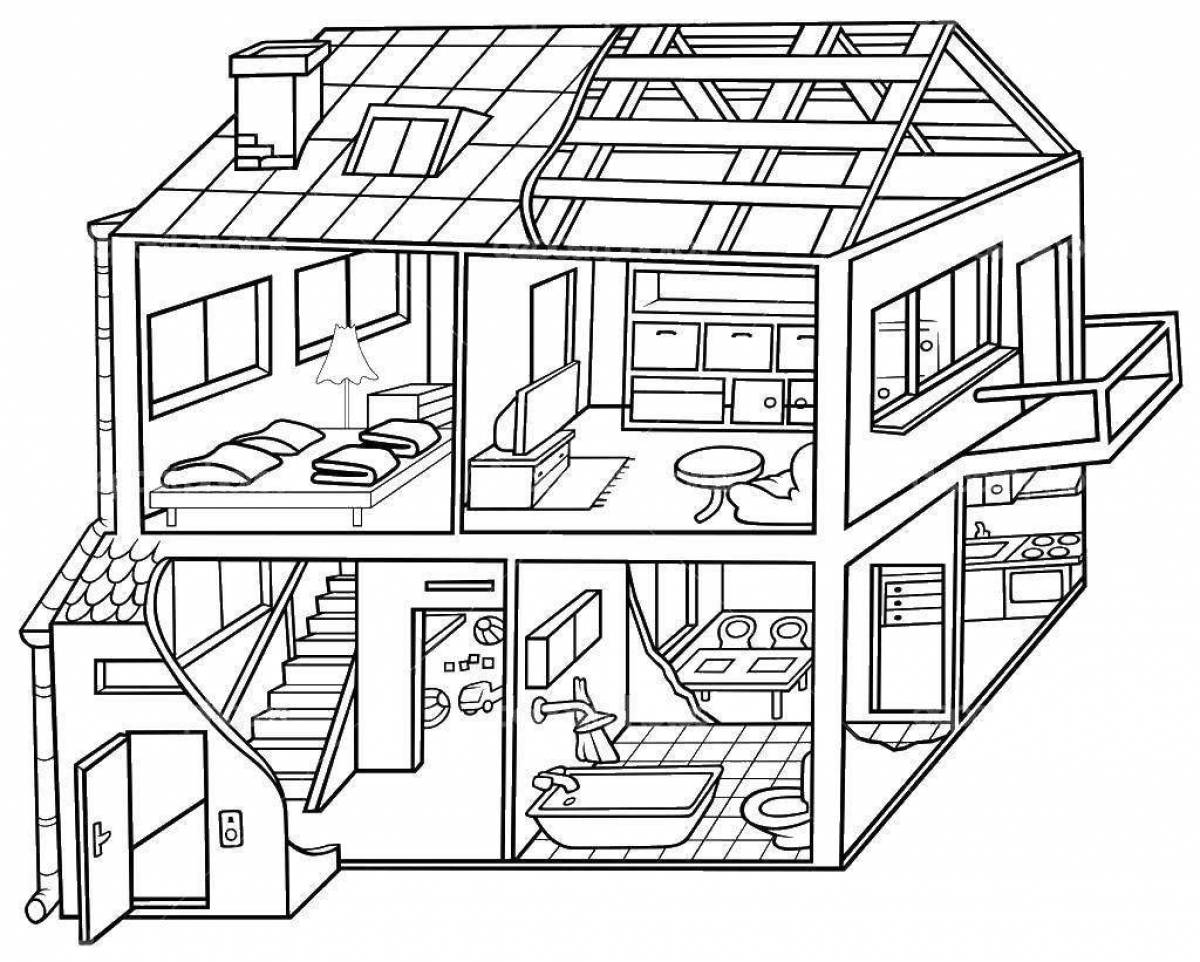 Adorable house coloring book for babies