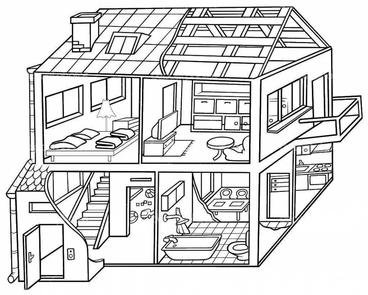 Восхитительный дом раскраски для младенцев