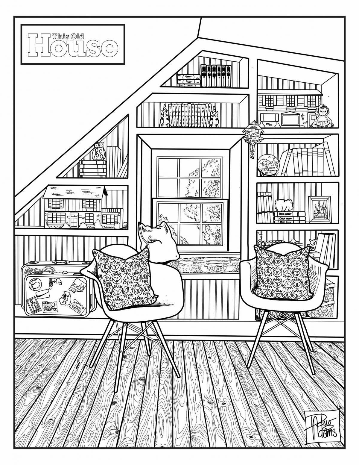 Coloring page joyful house for kids inside
