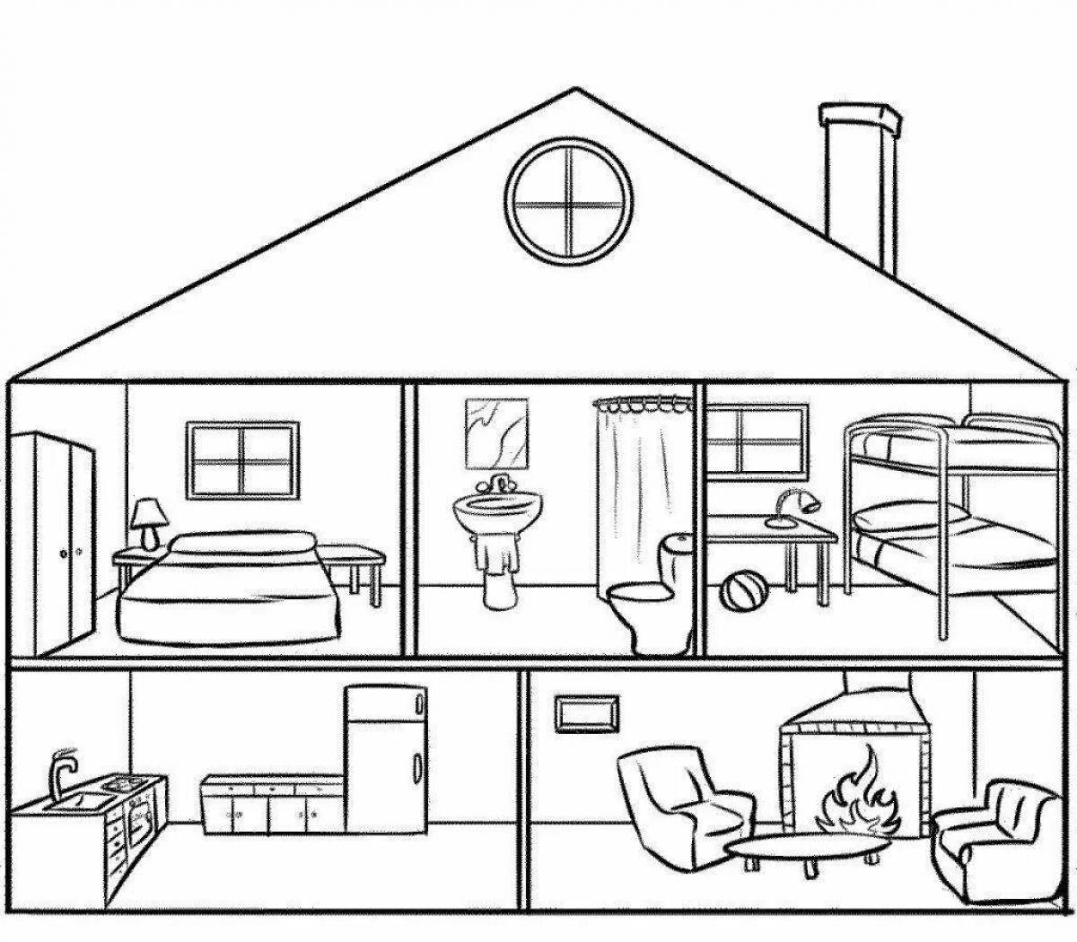 Coloring page adorable baby house inside