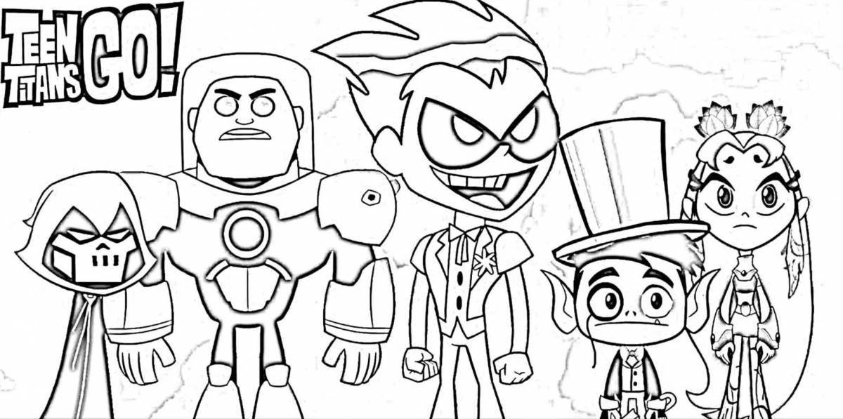 The colorful teen titans are coming coloring