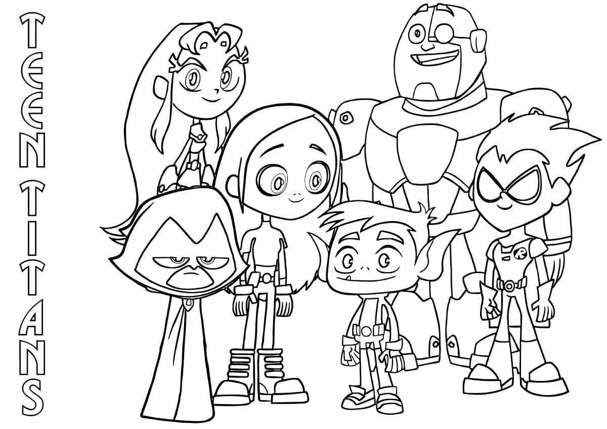 Sparkling Teen Titans Go Coloring Page