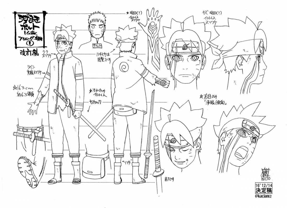 Sweet boruto full length coloring page