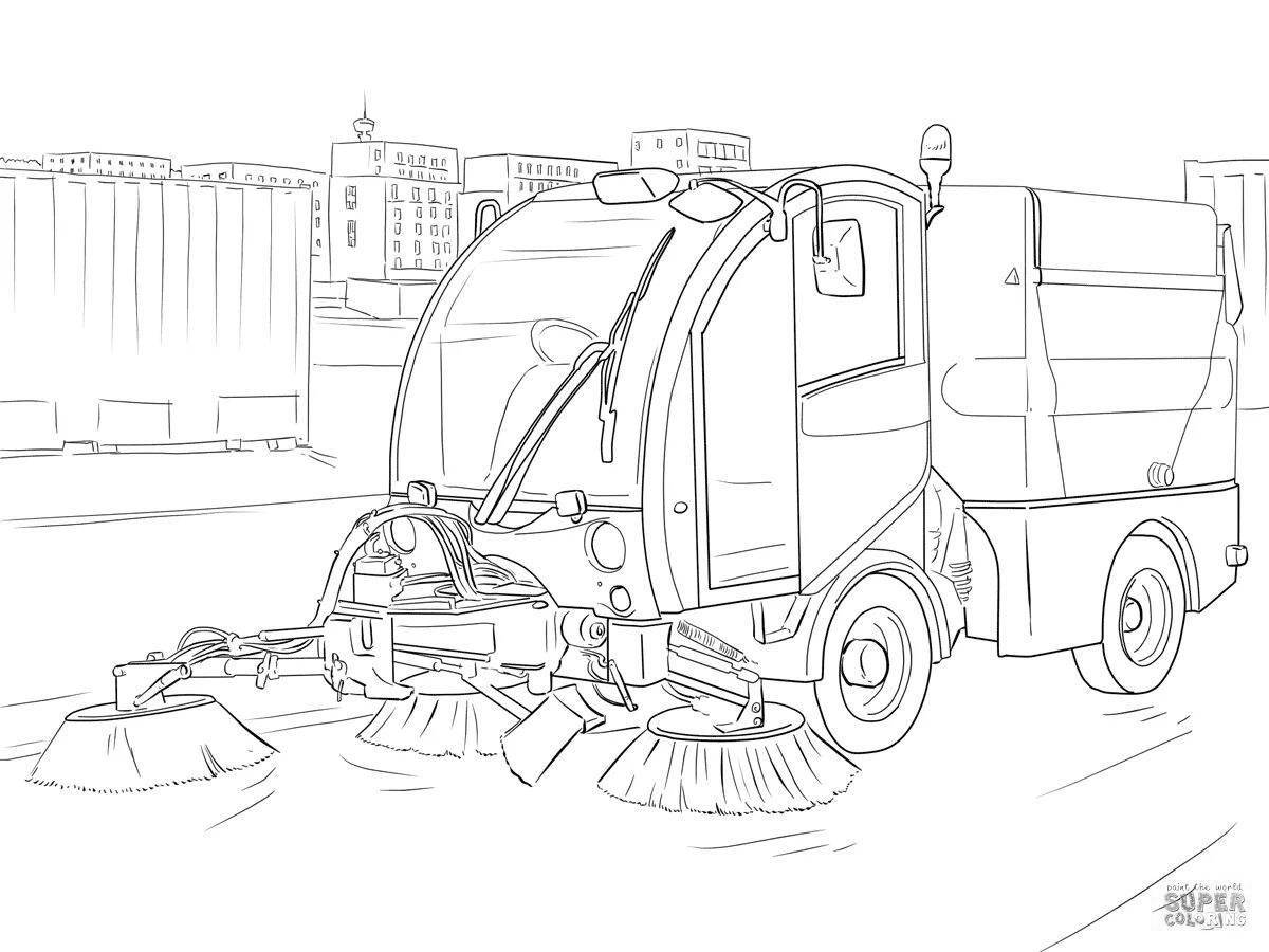 Funny snow plow coloring page
