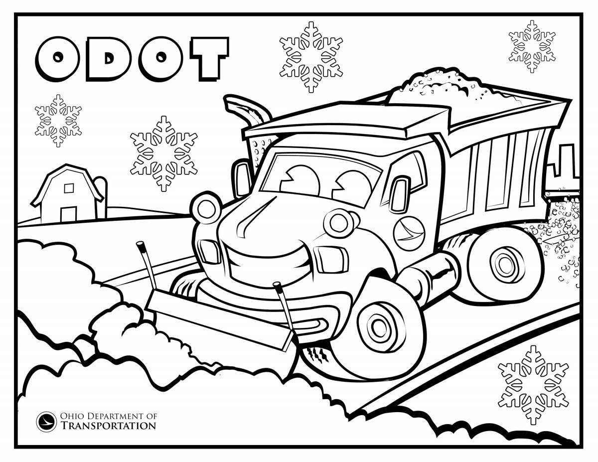 Exquisite snowplow coloring page