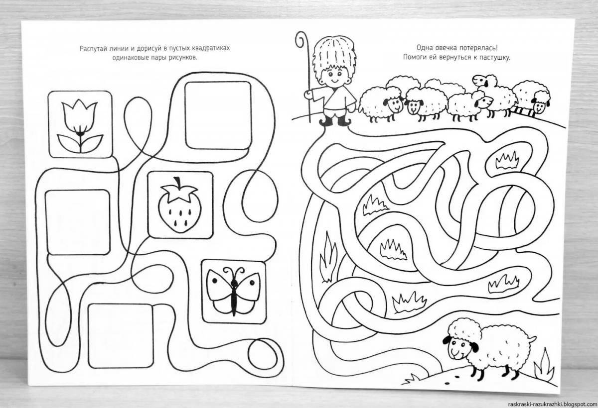 Innovative coloring book for children 4 years old, developing