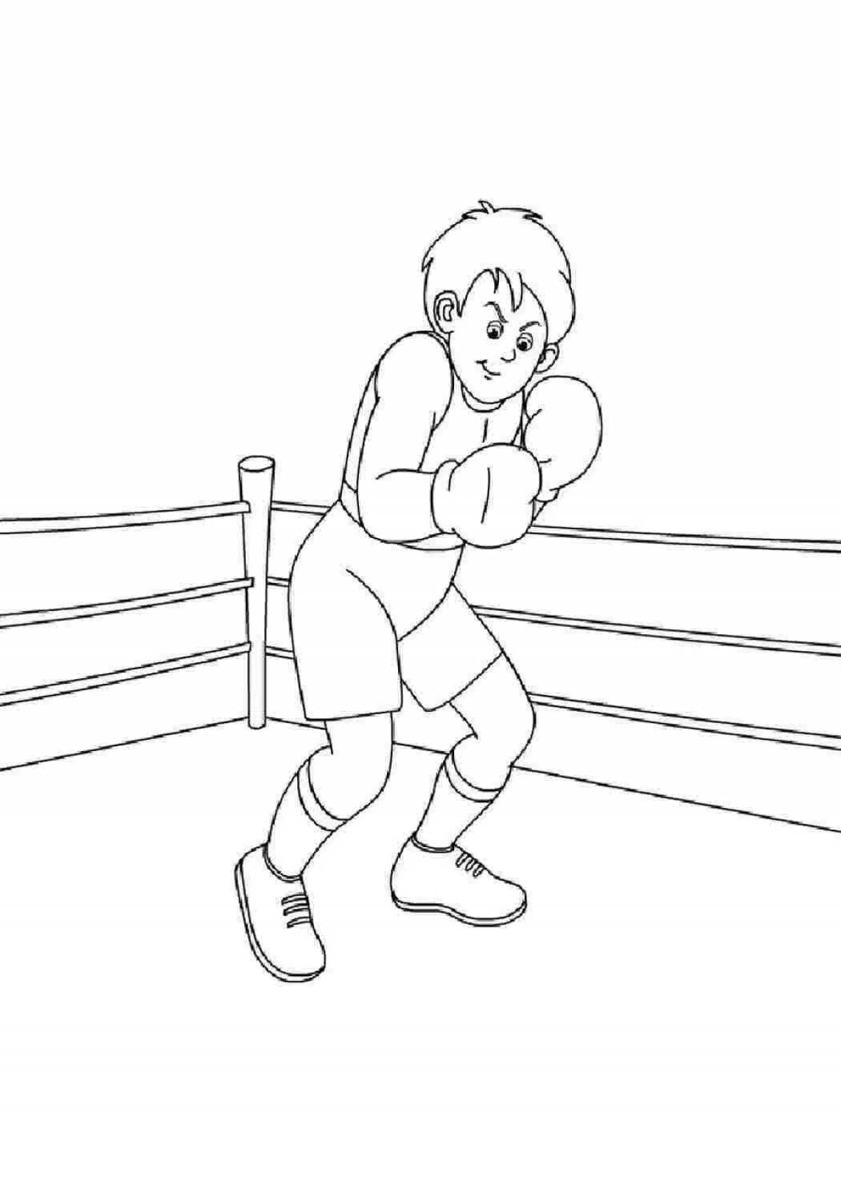Fun boxing and boo coloring page for kids