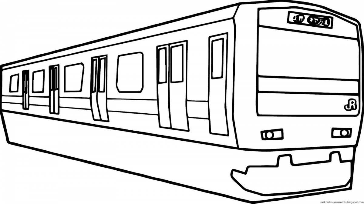 Красочная страница раскраски поезда для 7-летних