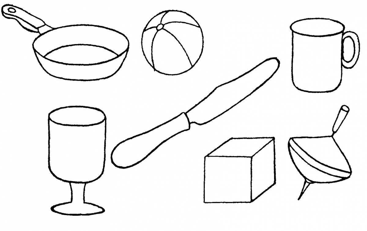 Разноцветная посуда-приключение раскраска для дошкольников