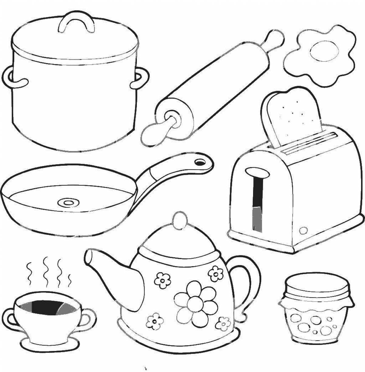 Colored Surprise Dishes Preschool Coloring Pages