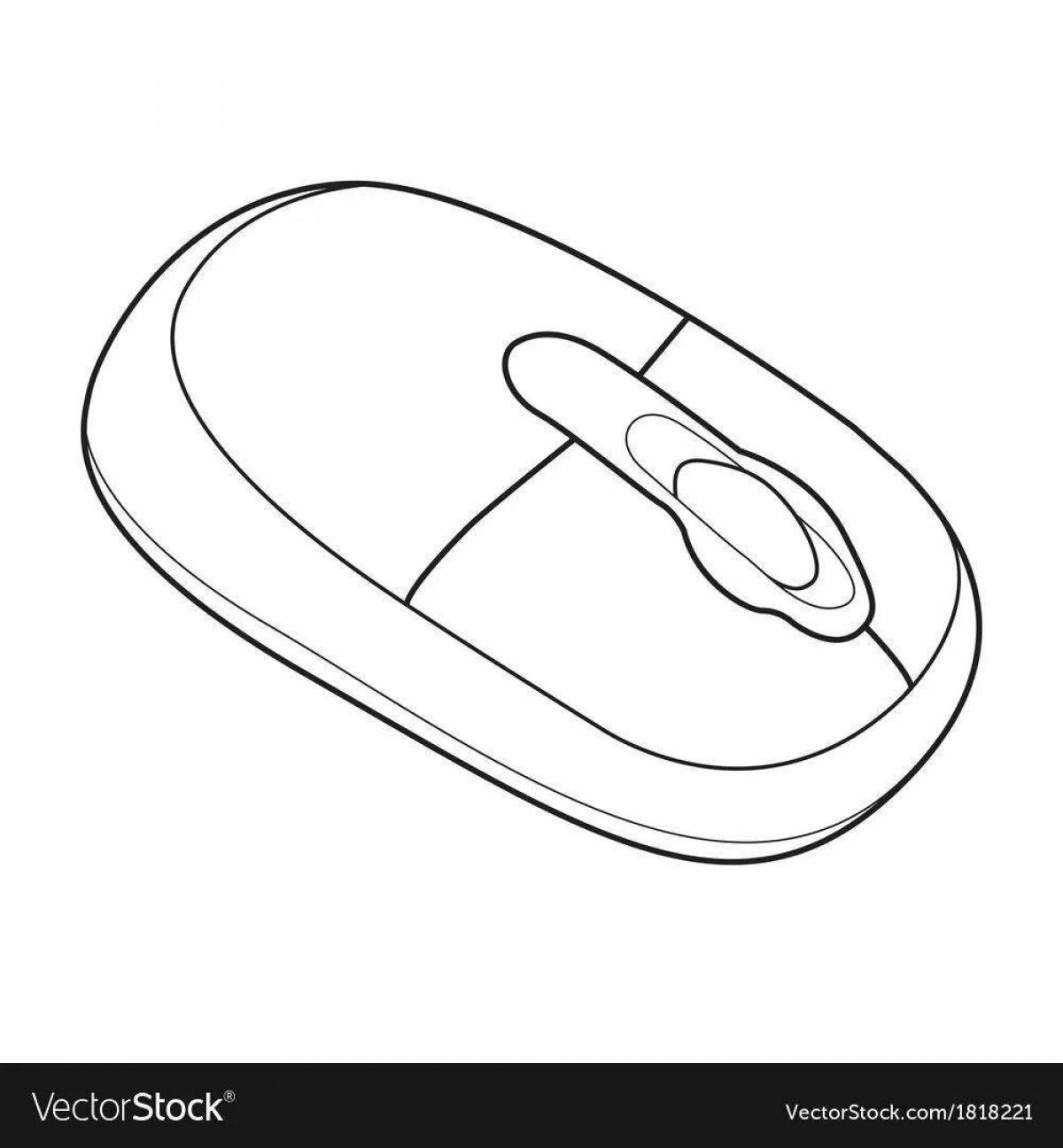 Проводная компьютерная мышь с usb-разъемом, техника каракулей, линейная мультяшная раскраска