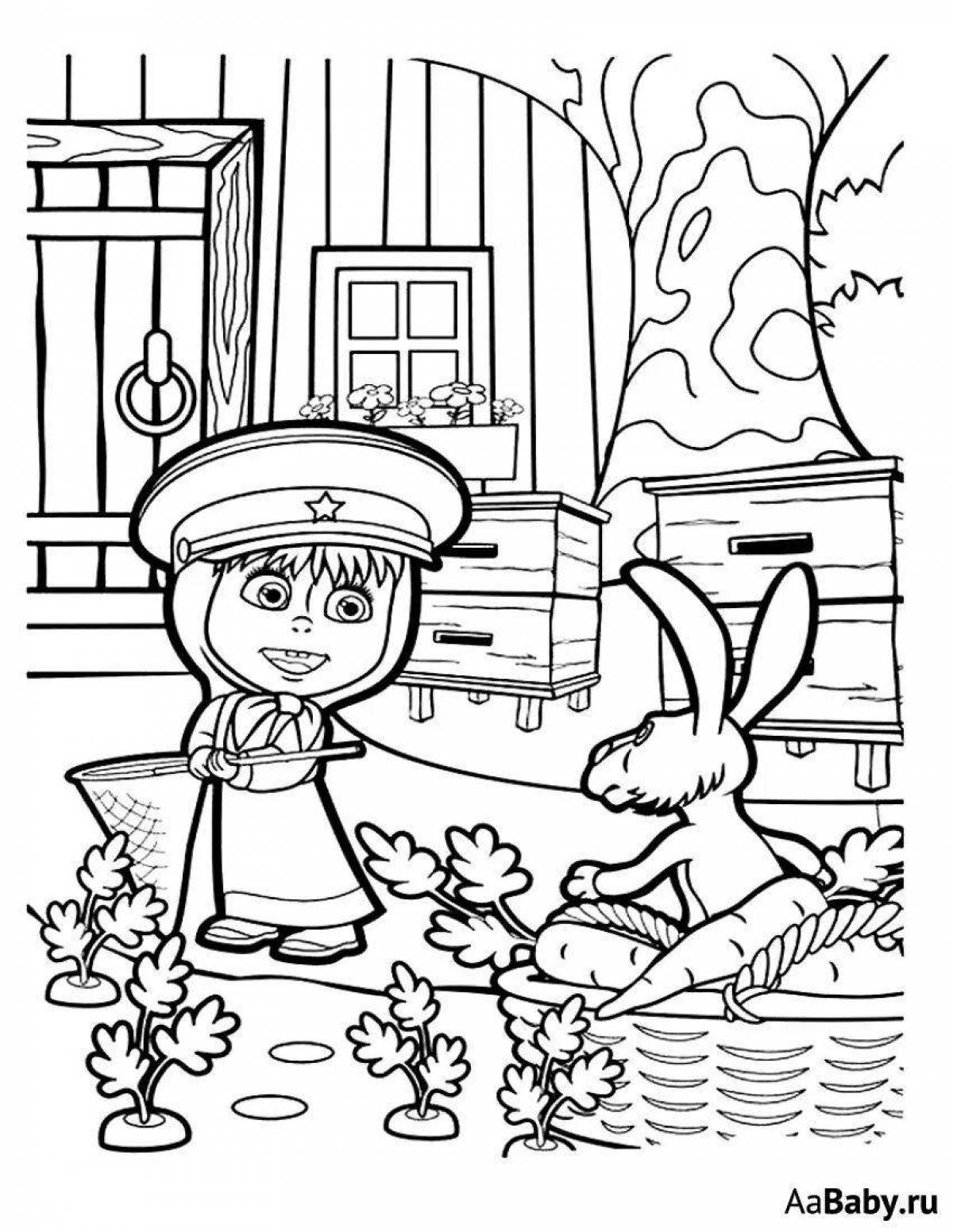 Sweet bunny-masha and bear coloring book