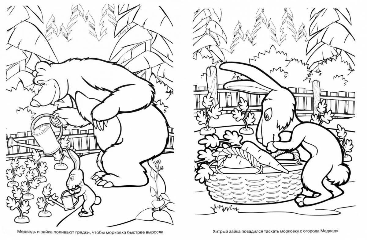 Masha and bear coloring book beckoning hare