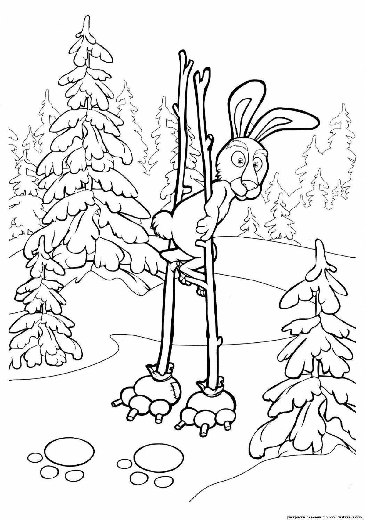 Witty coloring hare from masha and bear