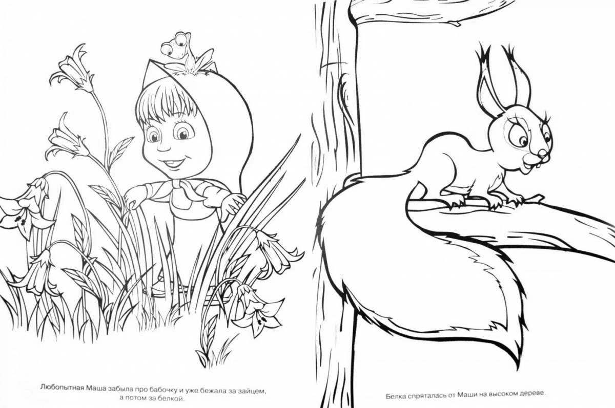 Humorous coloring hare from masha and bear