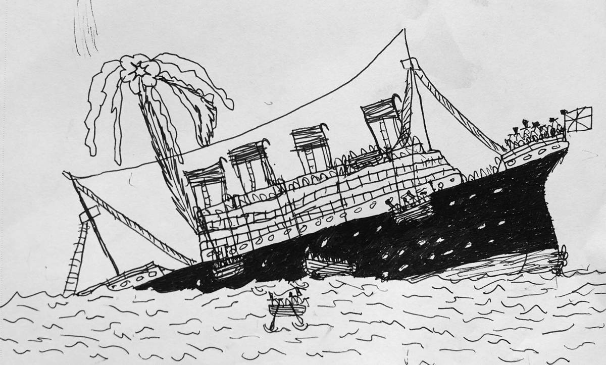Раскраска тонущий корабль