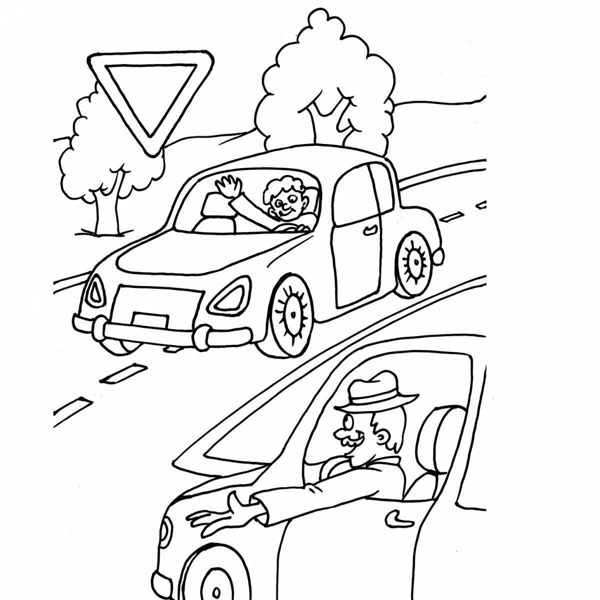 Шумная дорога с машинами и светофором