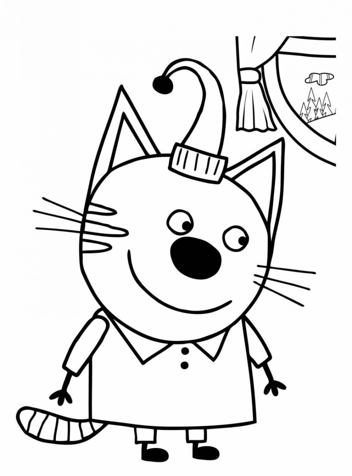 Three cats funny coloring book