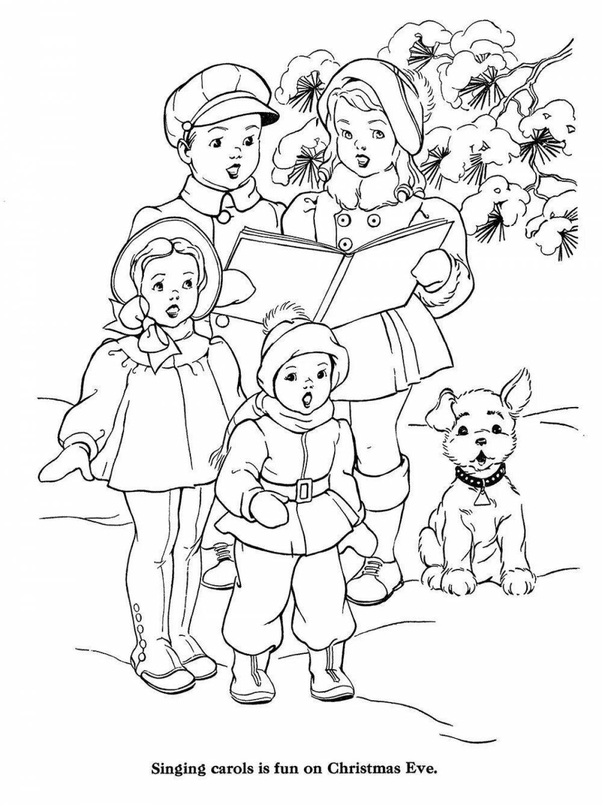 Radiant coloring page carols for children 6 7